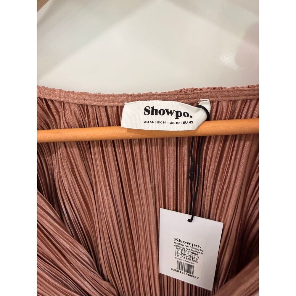 NWT‎ Showpo Aluna Plisse 2 Piece Set US 10 Brown - Picture 5 of 11